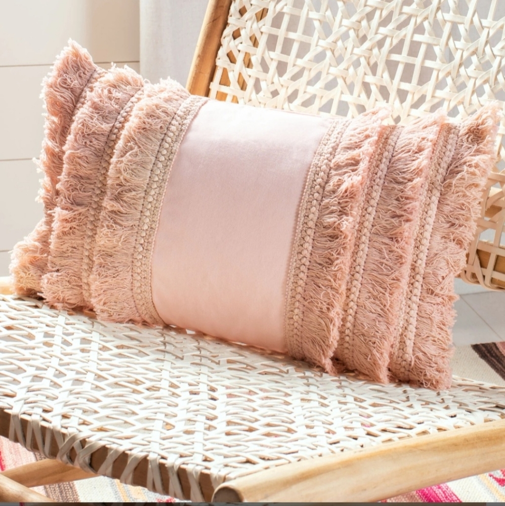 Peri Home Boho Fringe Decorative Rectangle Pillow